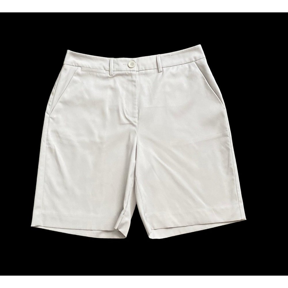 TALBOTS Womens Size 10 Khaki Tan Beige Polyester Blend Career Bermuda Shorts